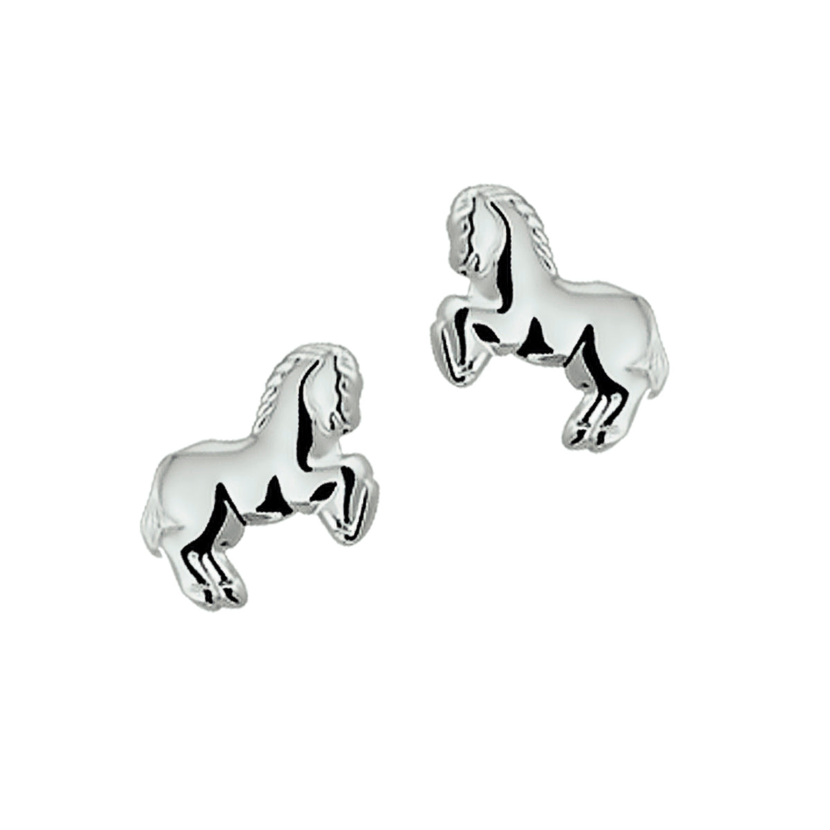 Oorknoppen paard zilver wit