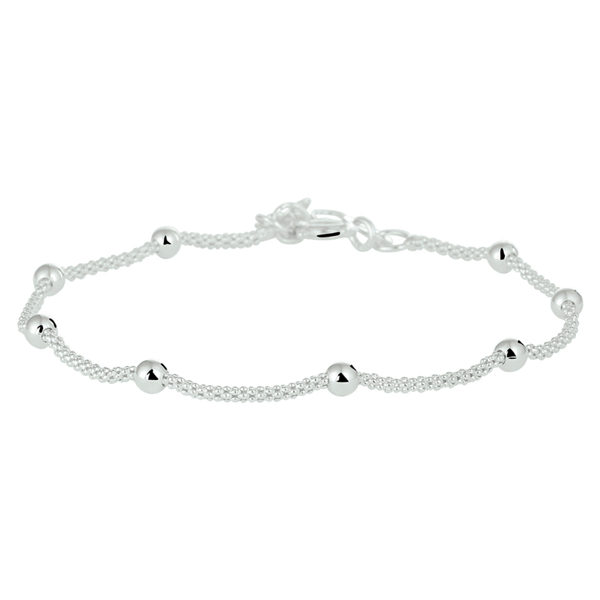 Armband bolletjes 3,0 mm 18 + 3 cm zilver wit