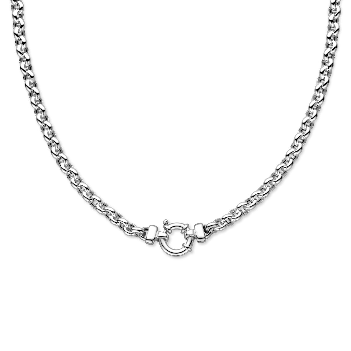 Collier jasseron 6 mm met groot springslot zilver wit