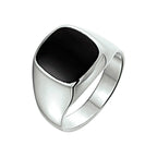 Zegelring massief onyx zilver wit