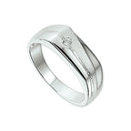 Ring zirkonia dwarsmodel poli/mat zilver wit