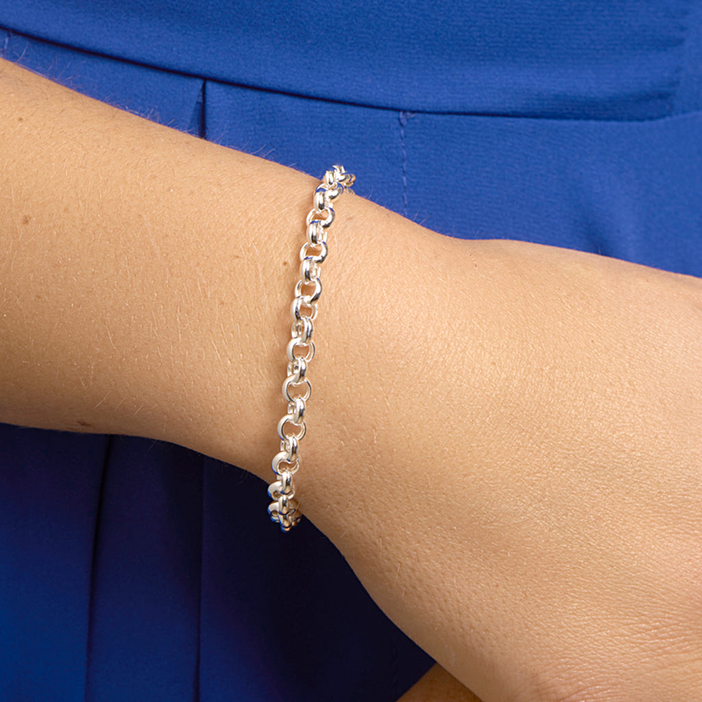 Armband jasseron 5,5 mm met groot springslot zilver wit