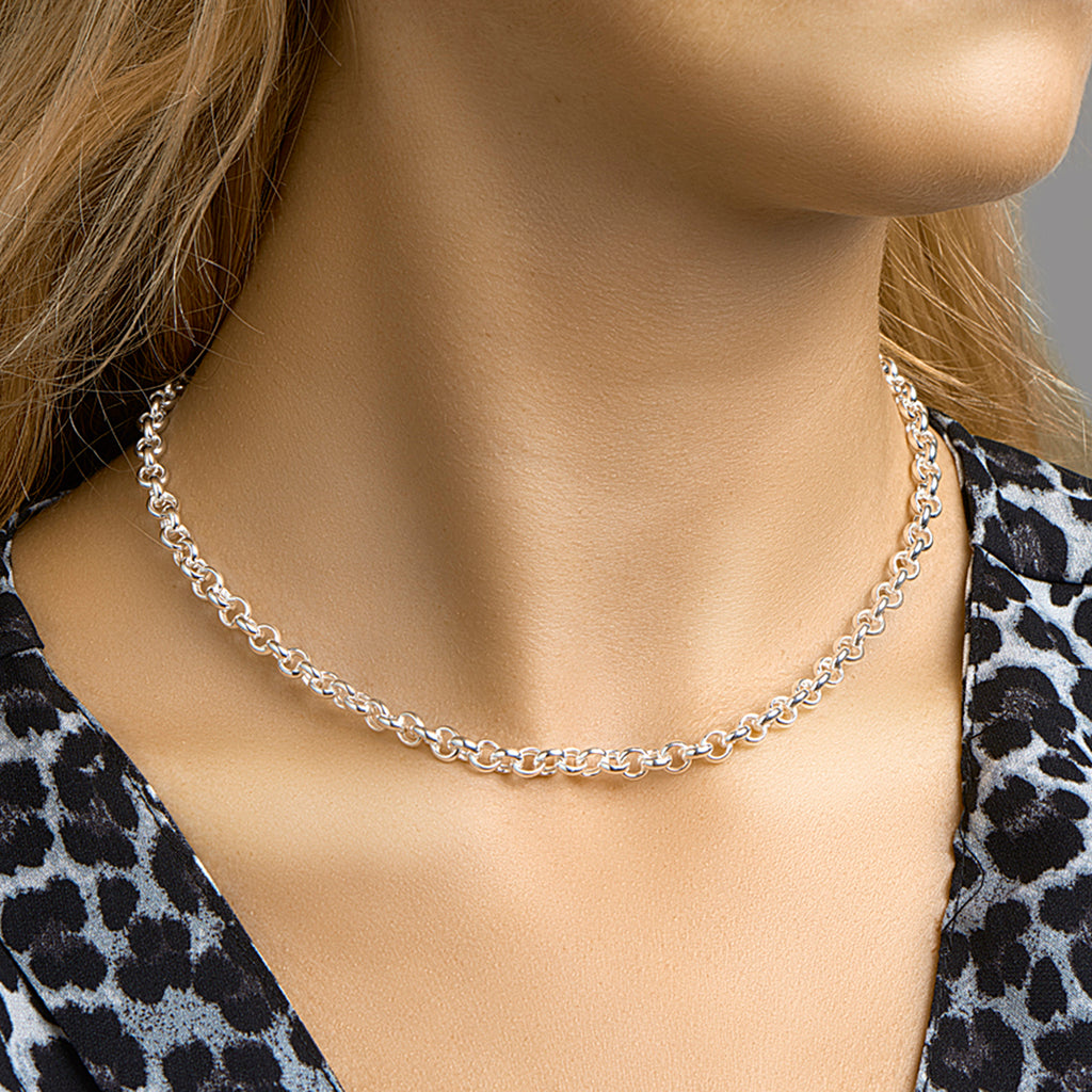 Collier jasseron 5,5 mm met groot springslot zilver wit