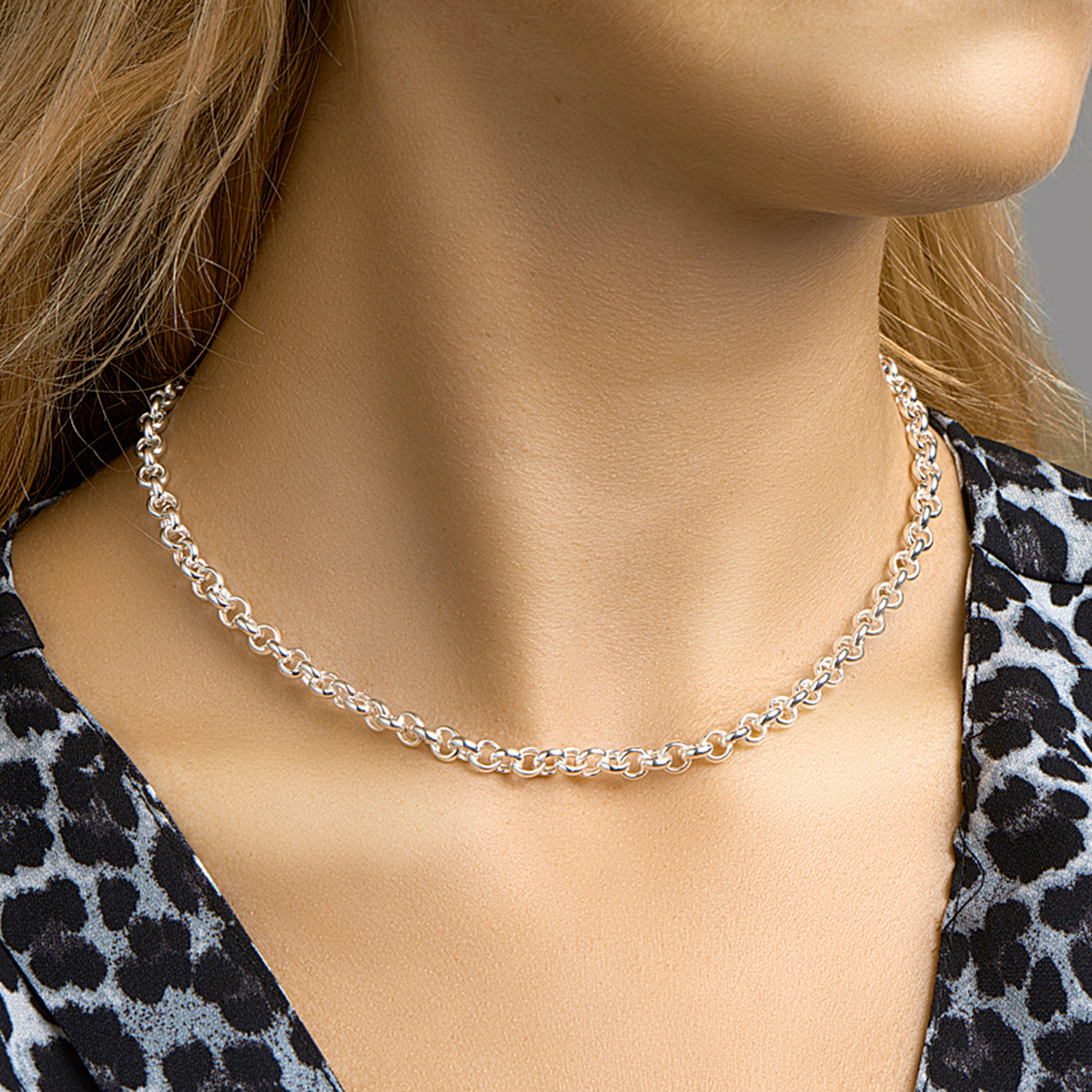 Collier jasseron 5,5 mm met groot springslot zilver wit