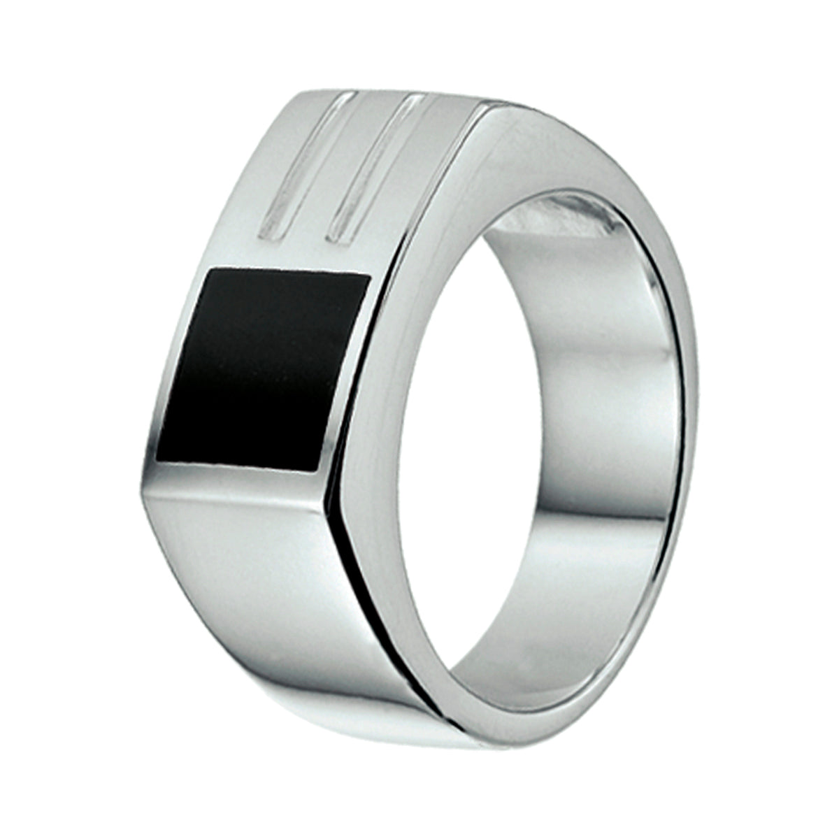 Ring onyx zilver wit