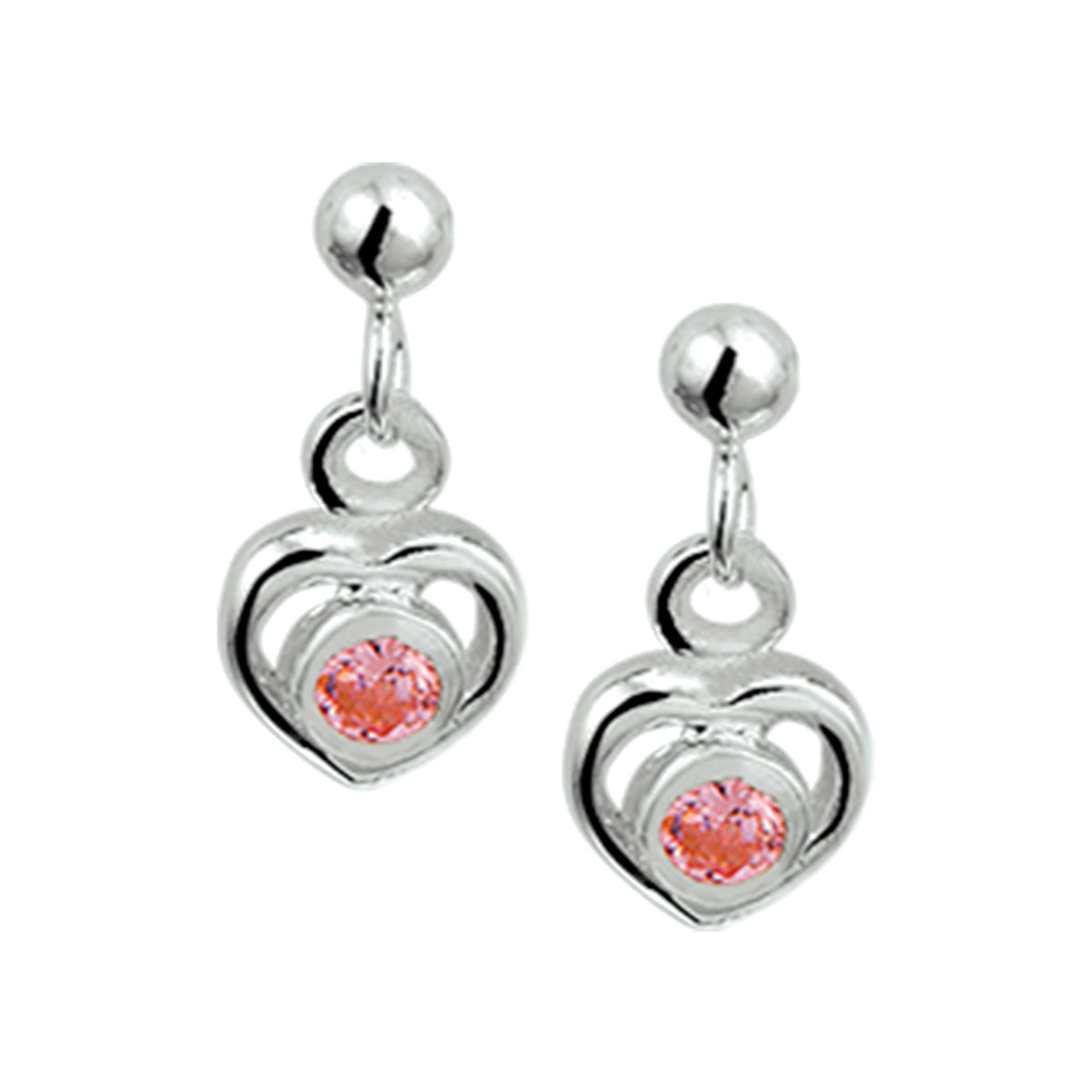 Oorhangers hart strass zilver wit