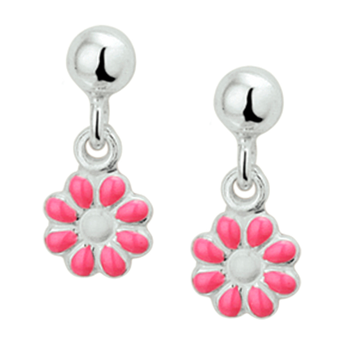 Oorhangers bloem zilver wit