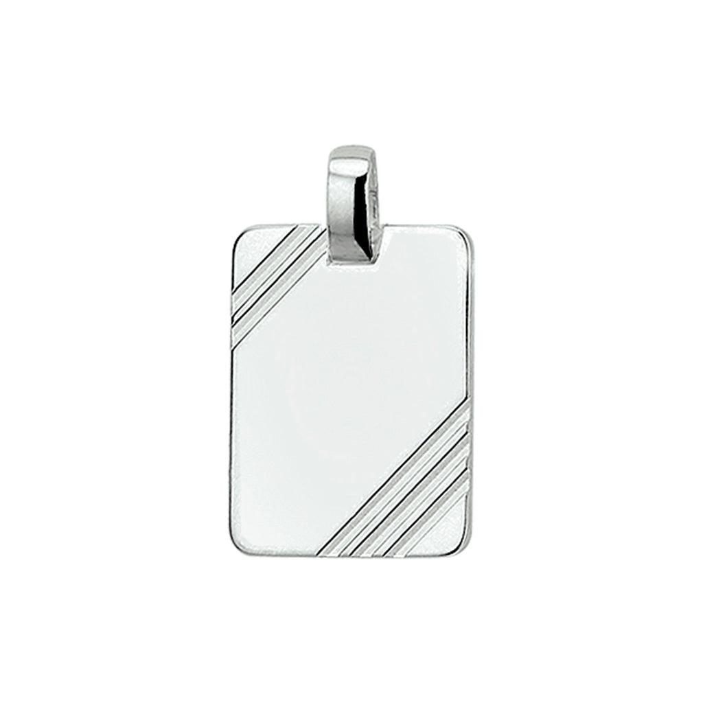 Graveerhanger poli/mat gediamanteerd zilver wit