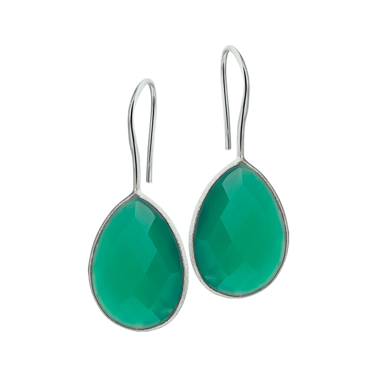 Oorhangers groen agaat franse haak zilver wit