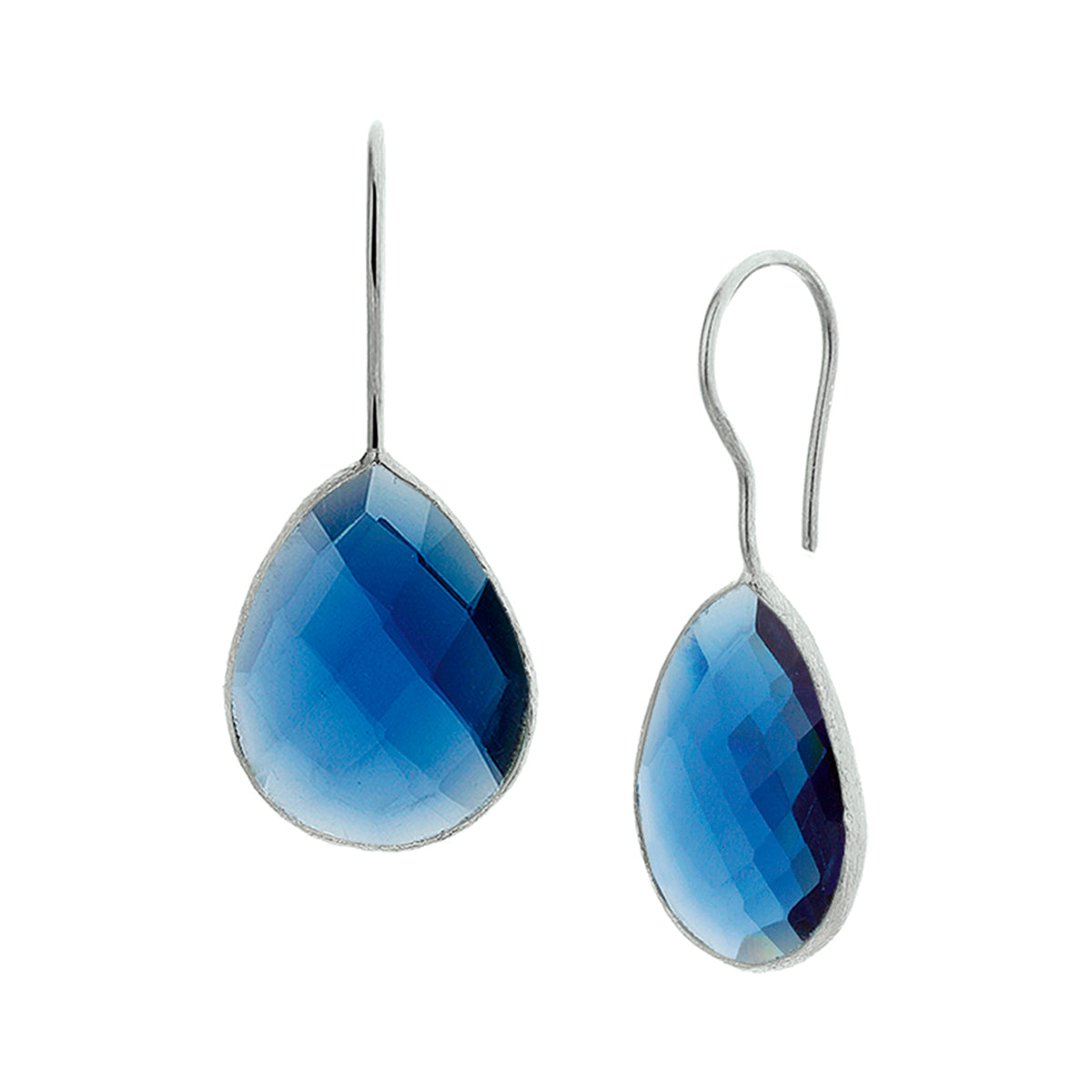 Oorhangers synth. saffier franse haak zilver wit