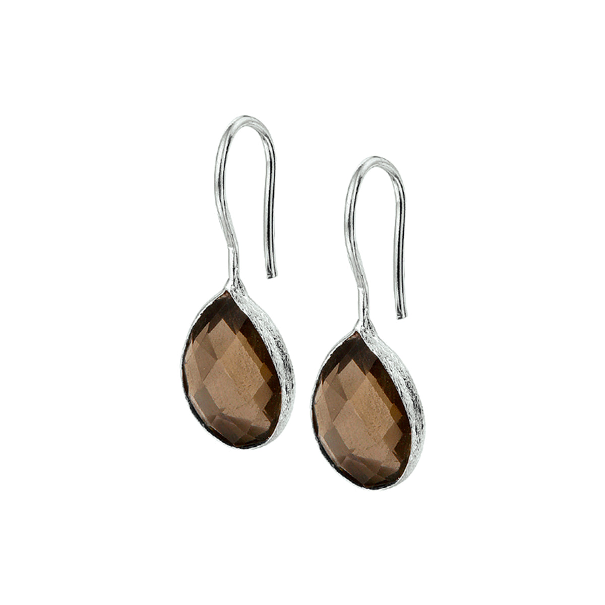 Oorhangers rookkwarts franse haak zilver wit