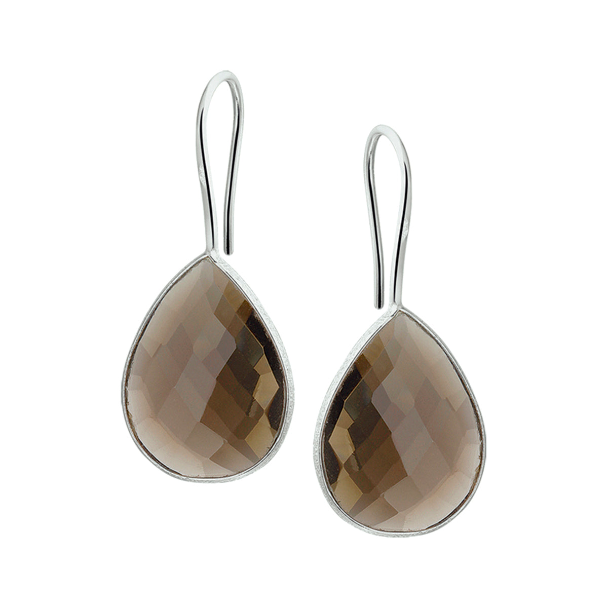 Oorhangers rookkwarts franse haak zilver wit