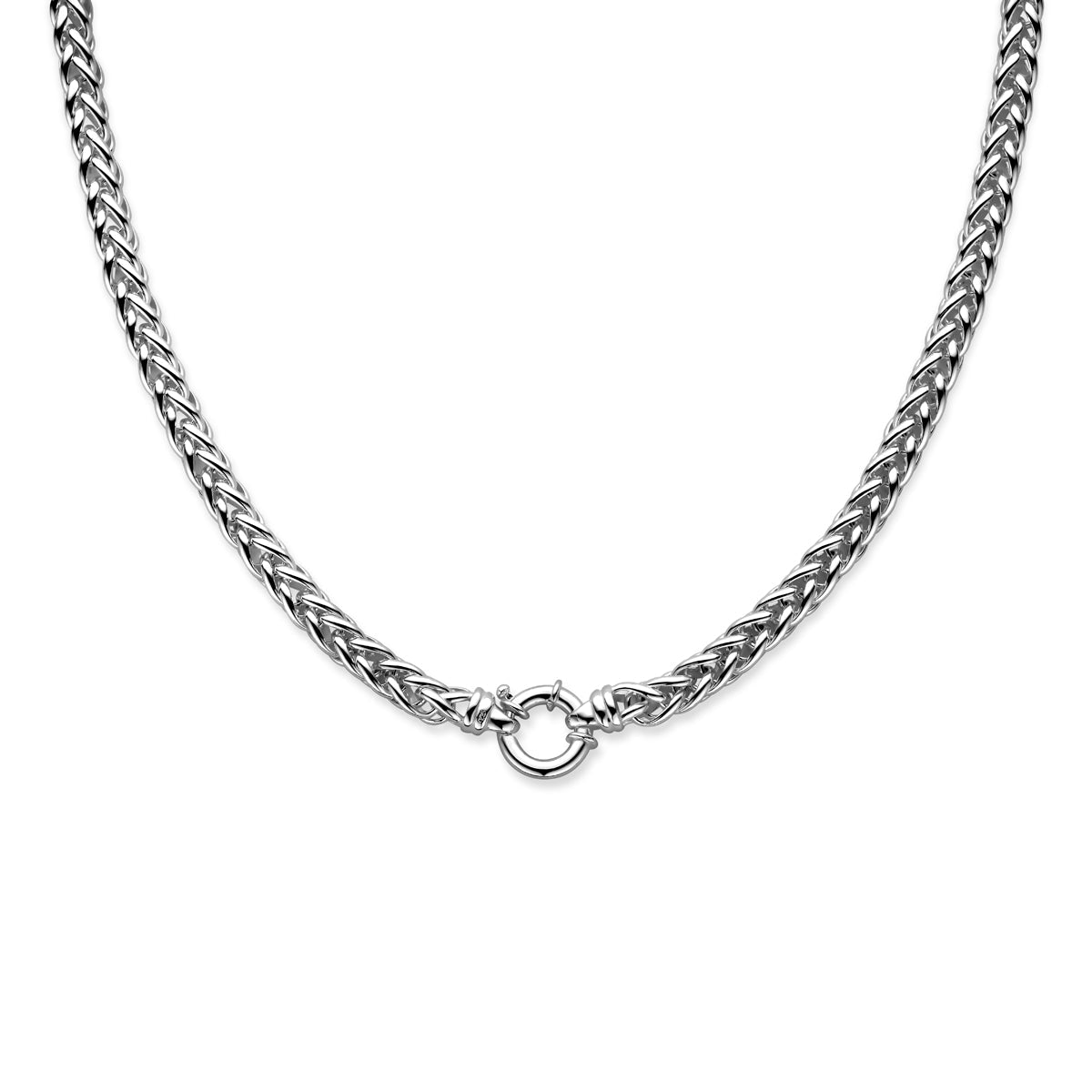 Collier vossestaart 6,5 mm met groot springslot zilver wit