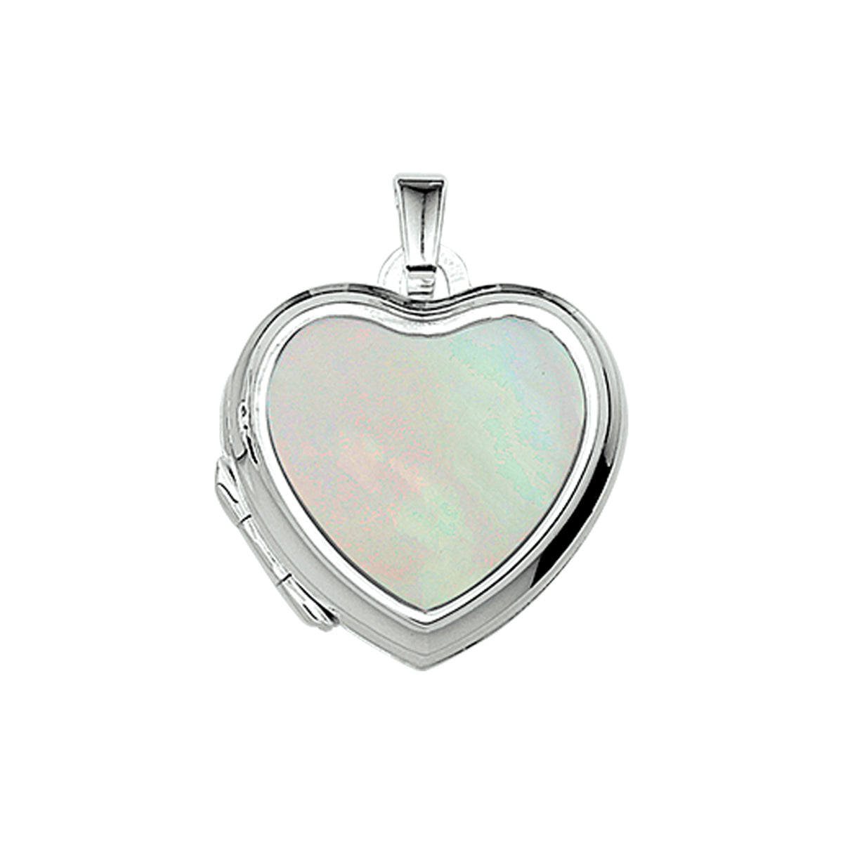 Medaillon hart parelmoer zilver wit