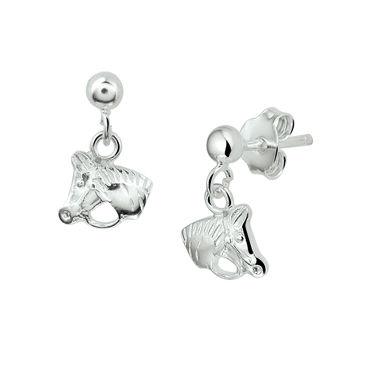 Oorhangers paardenhoofd zilver wit