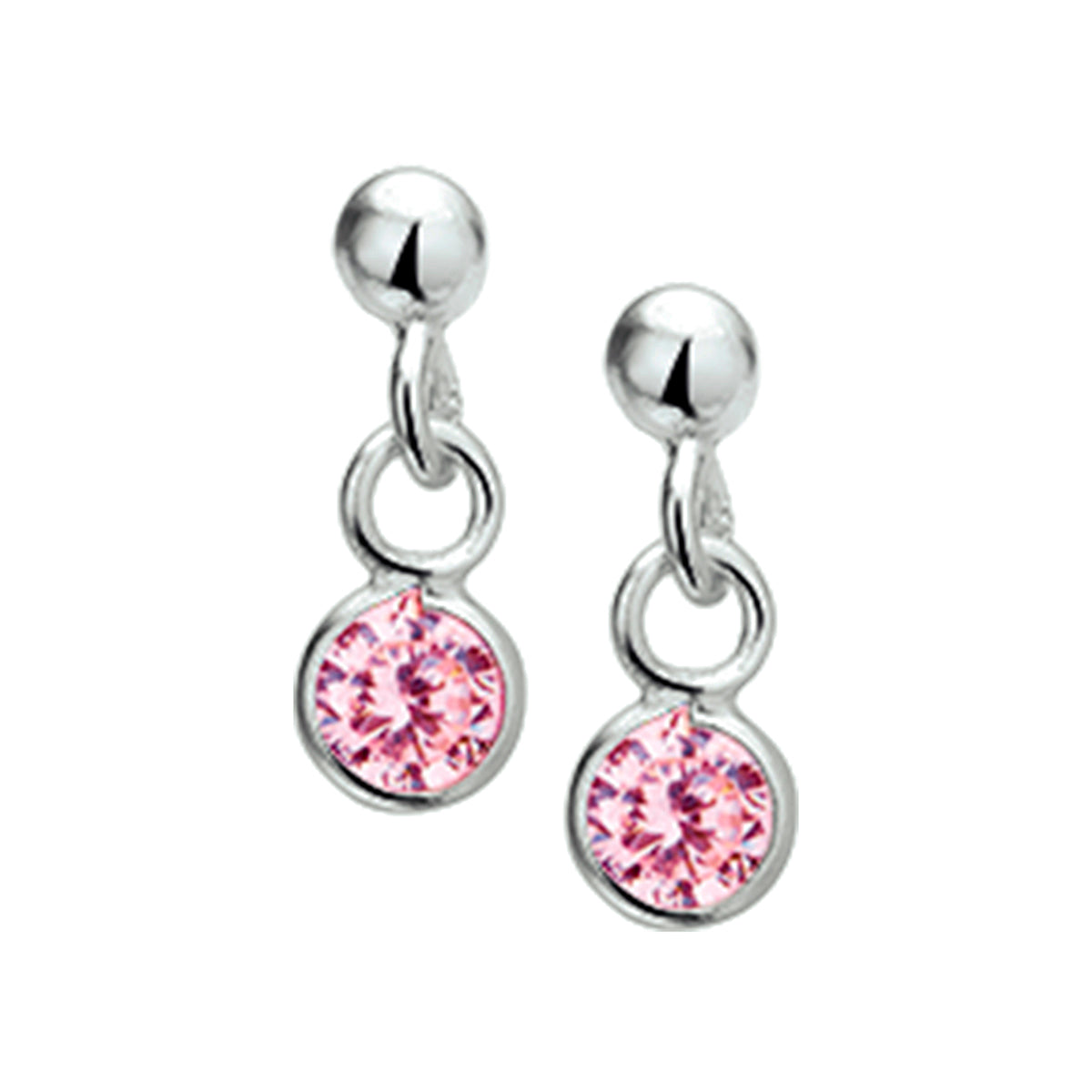 Oorhangers roze zirkonia zilver wit