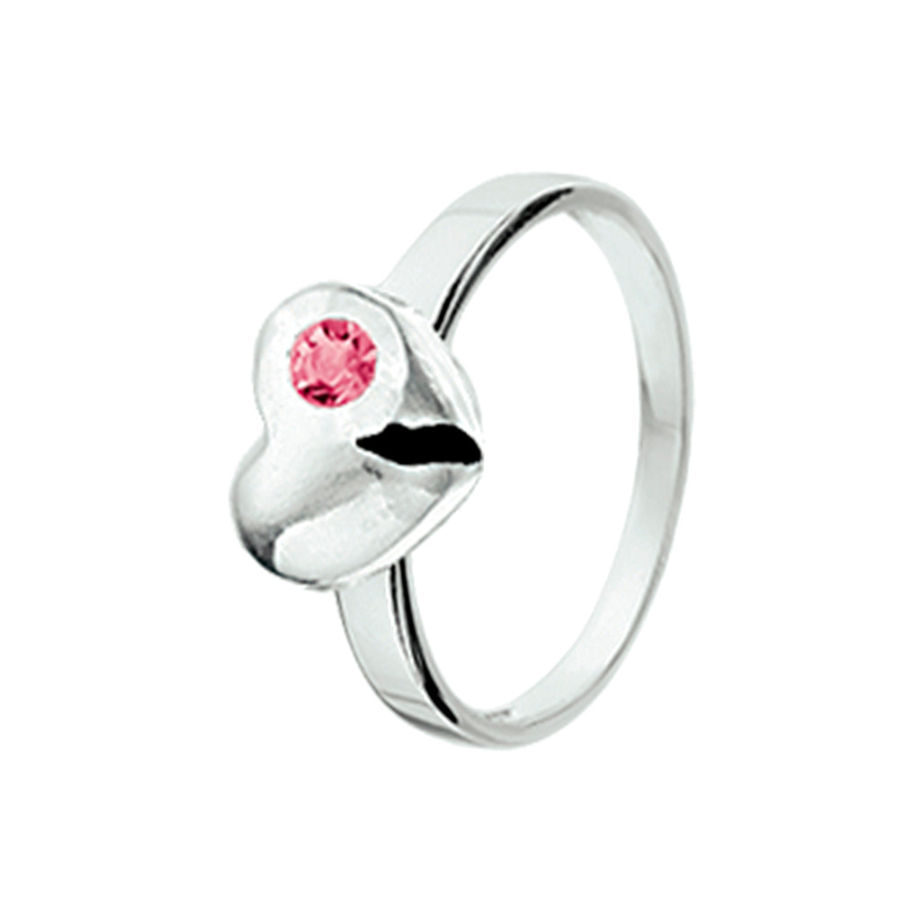 Ring hart en strass zilver wit