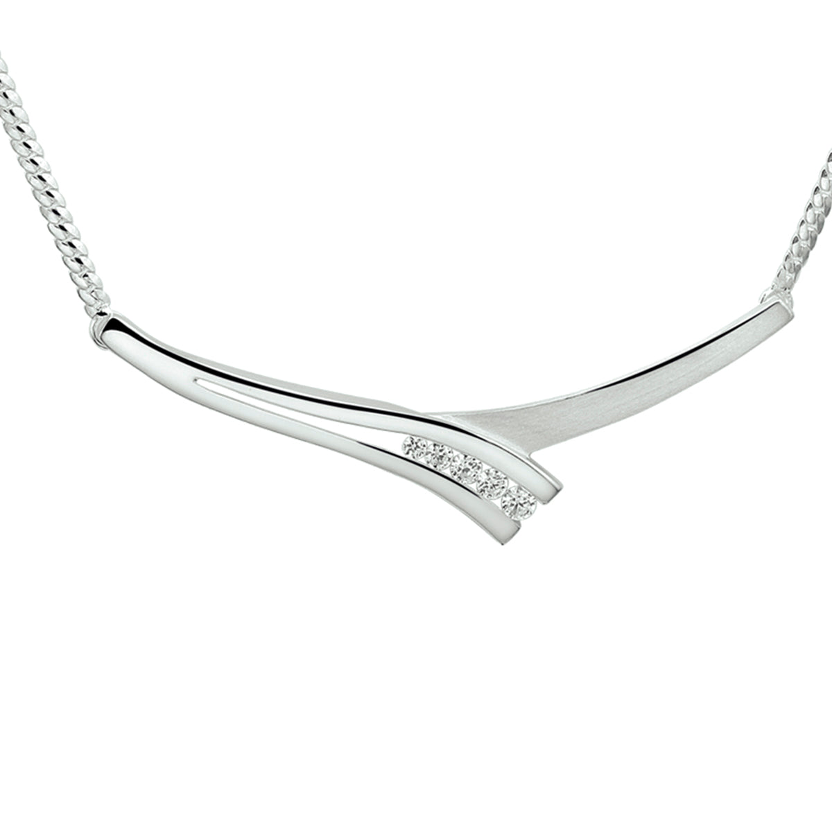 Collier tussenstuk zirkonia 42 + 3 cm zilver wit