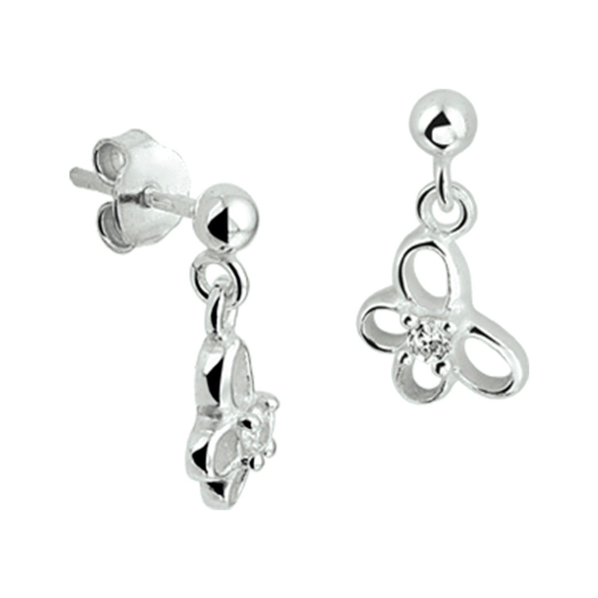 Oorhangers vlinder zirkonia zilver wit