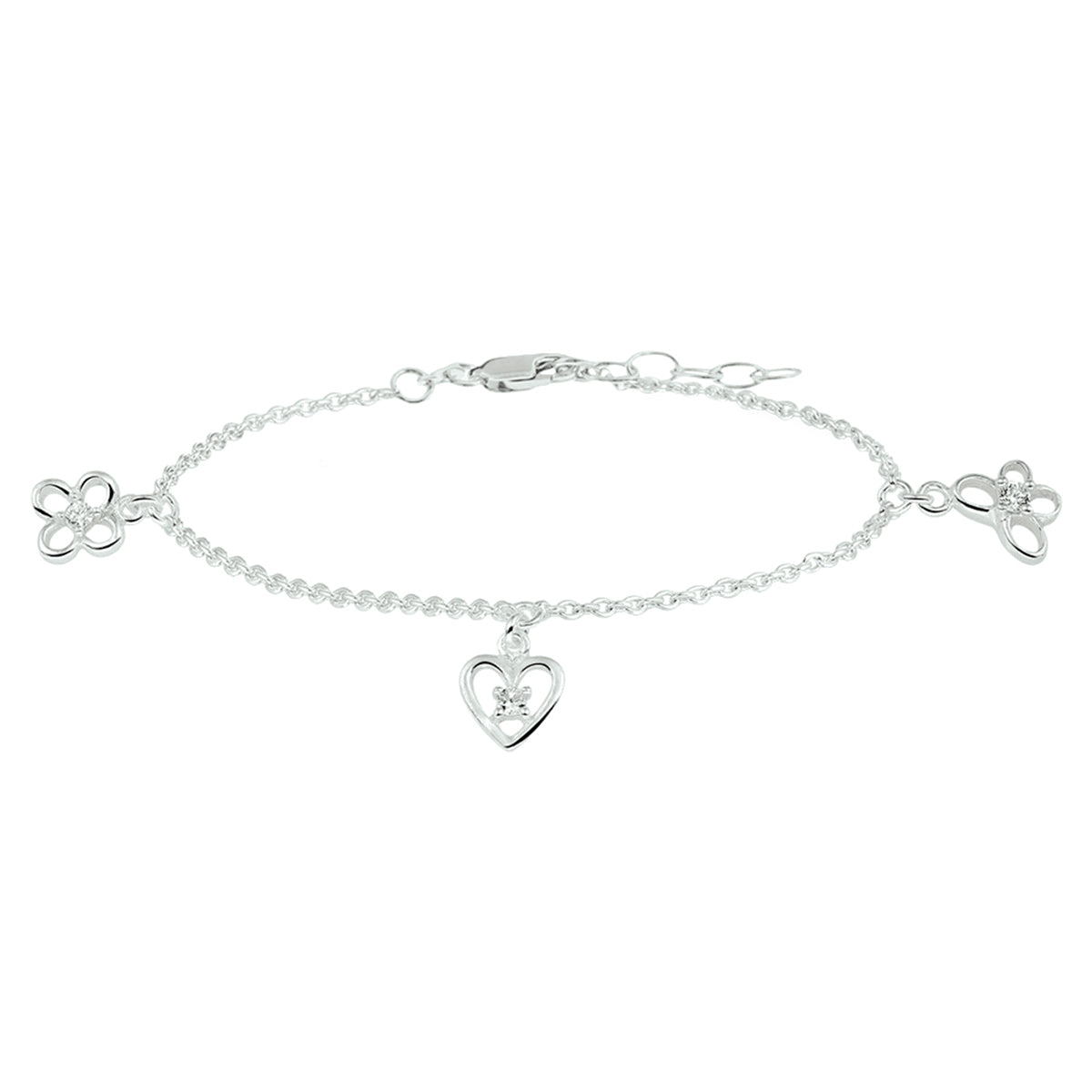 Armband bedel assortiment 13 + 2 cm zilver wit