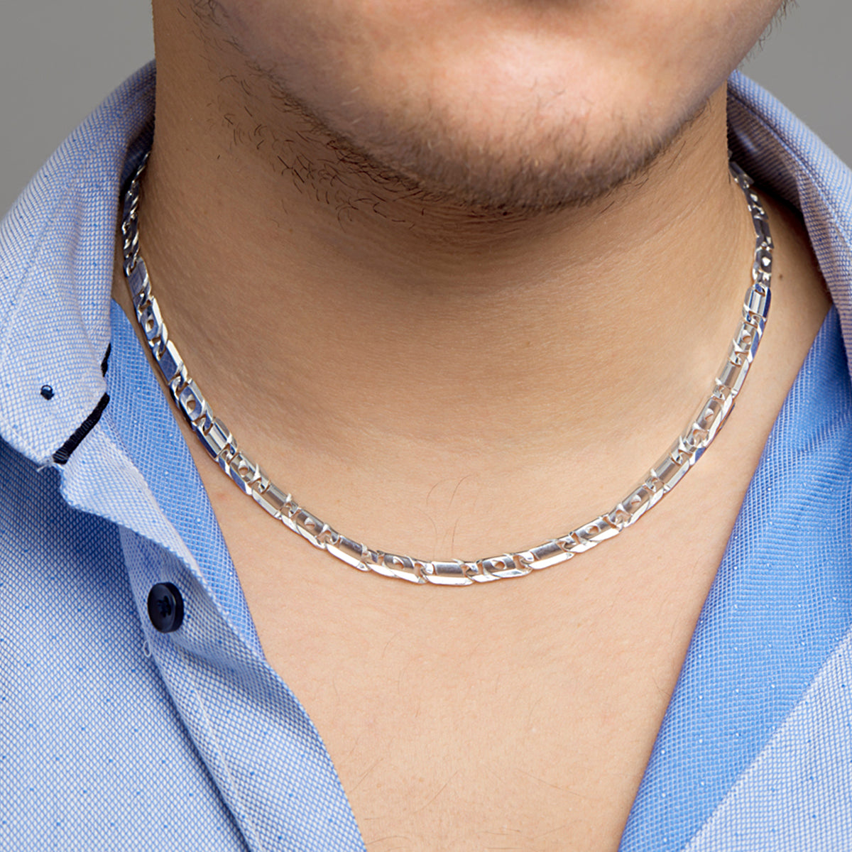 Collier valkenoog met tussenstuk 7 mm zilver wit