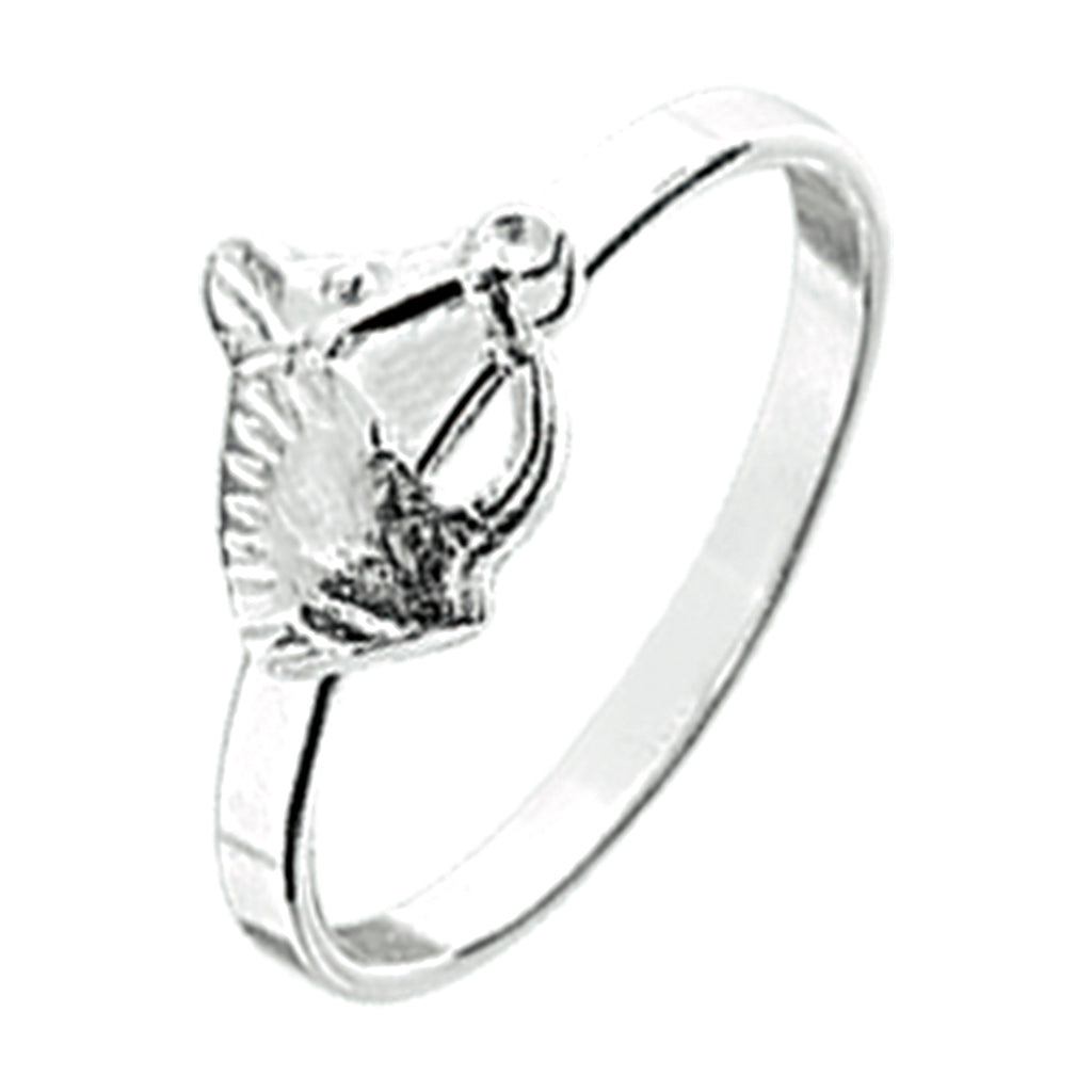 Ring paard zilver wit