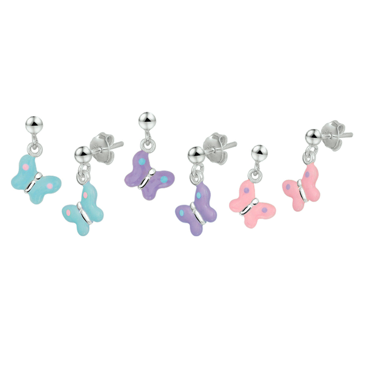 Oorhangers vlinder assortiment zilver wit