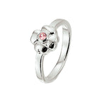 Ring bloem roze zirkonia zilver wit