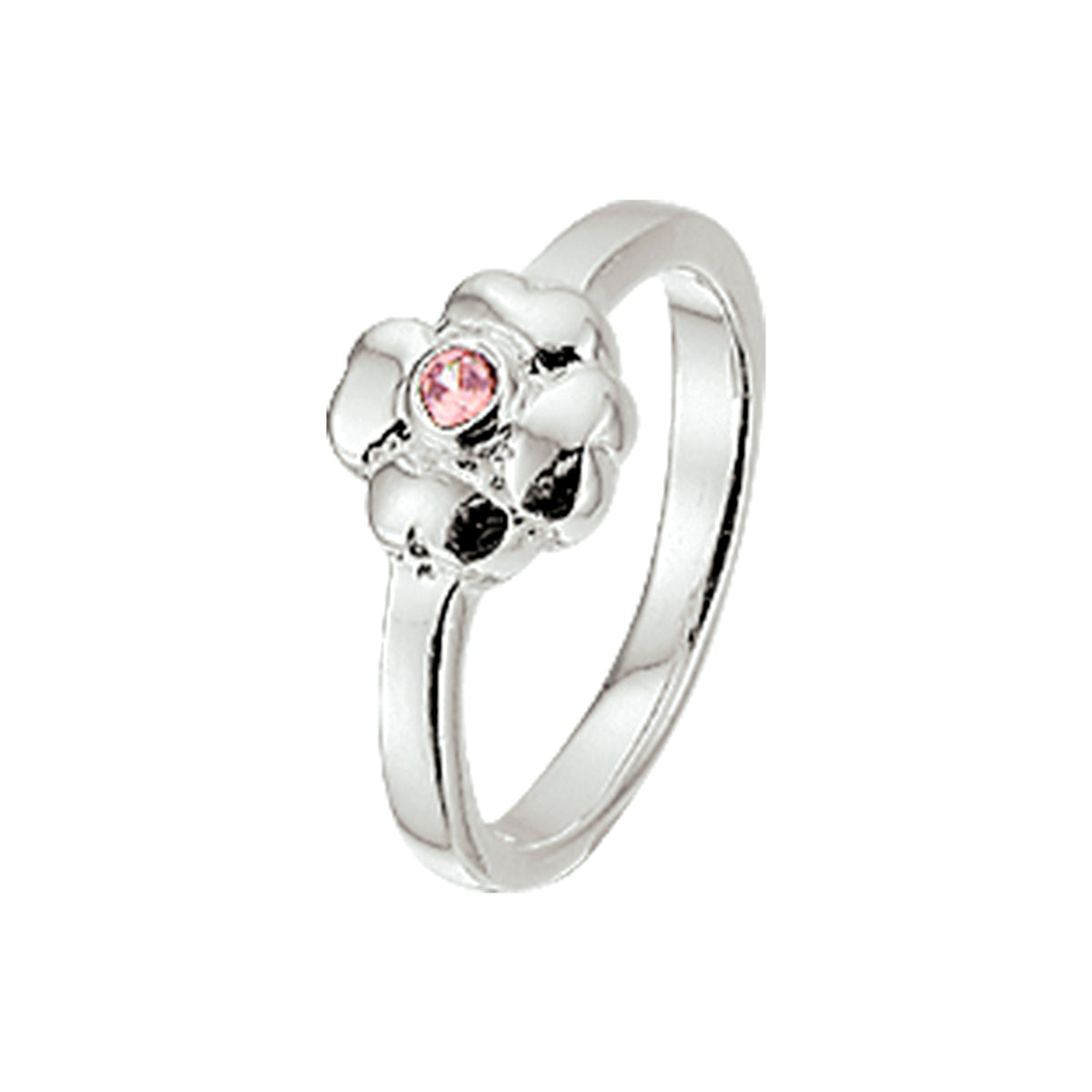 Ring bloem roze zirkonia zilver wit