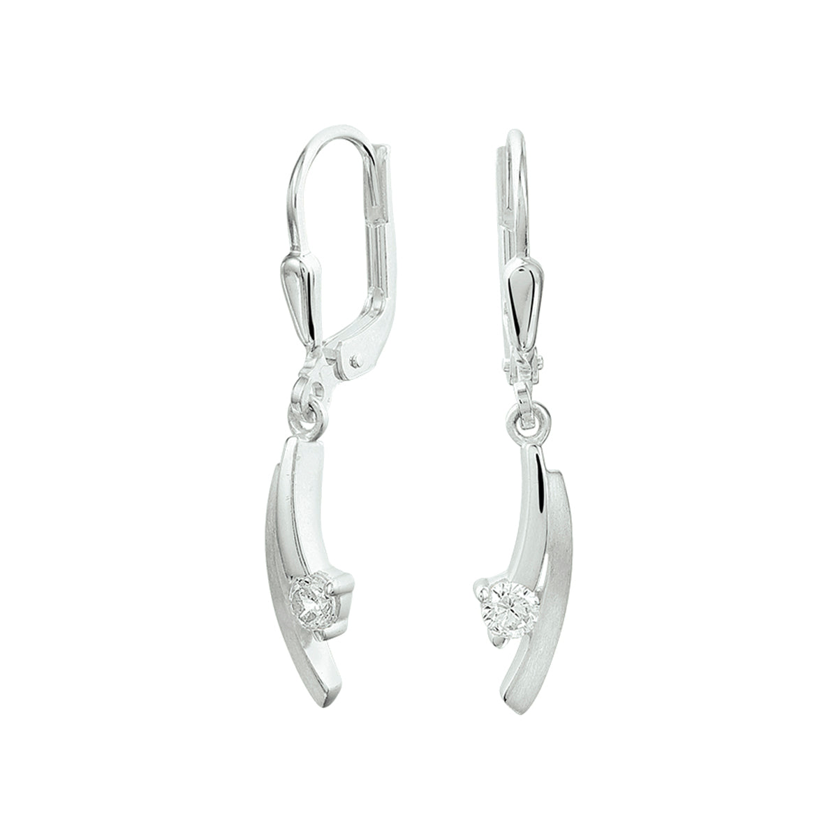 Oorhangers zirkonia brisur haak zilver wit