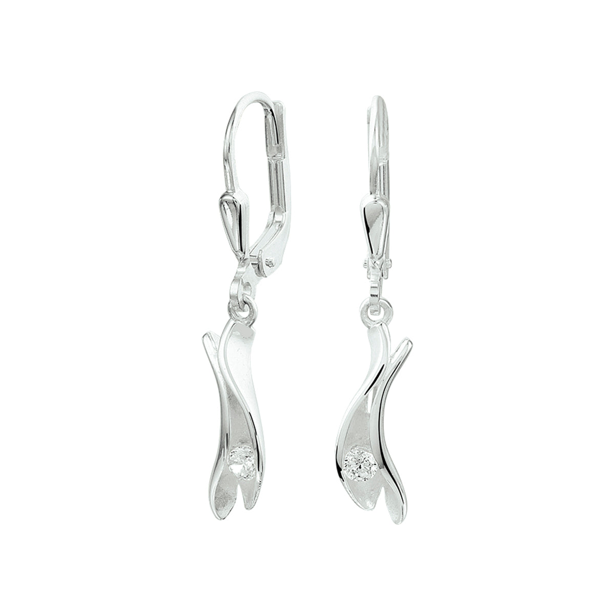 Oorhangers zirkonia brisur haak zilver wit