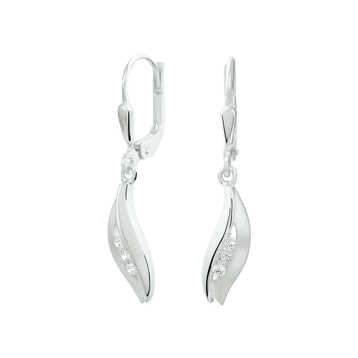 Oorhangers zirkonia brisur haak zilver wit