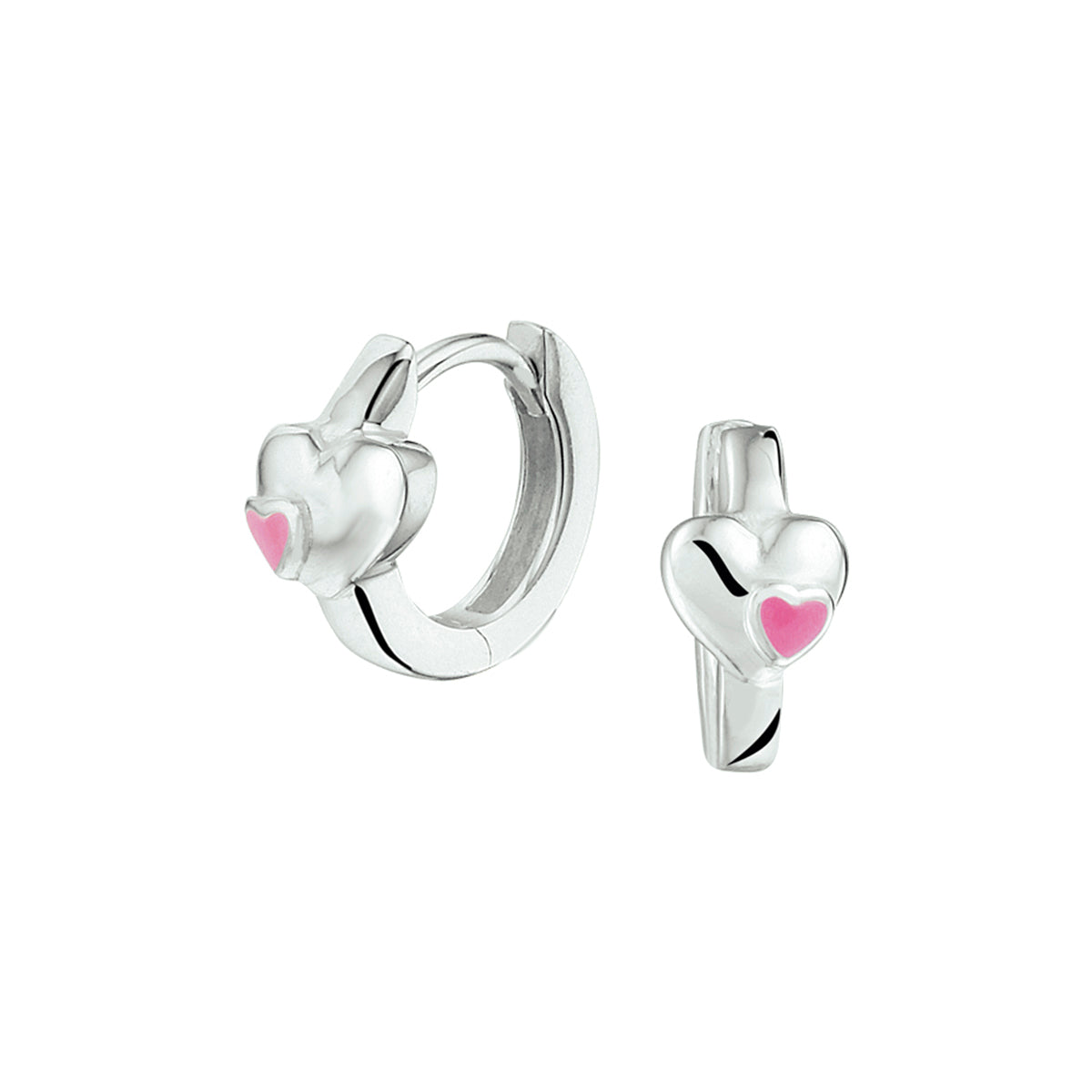 Klapoorringen hart zilver wit