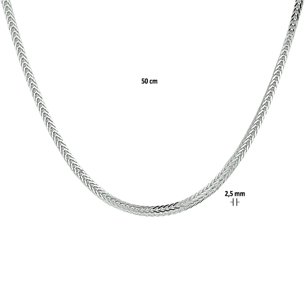 Vossestaart 2,5 mm zilver wit