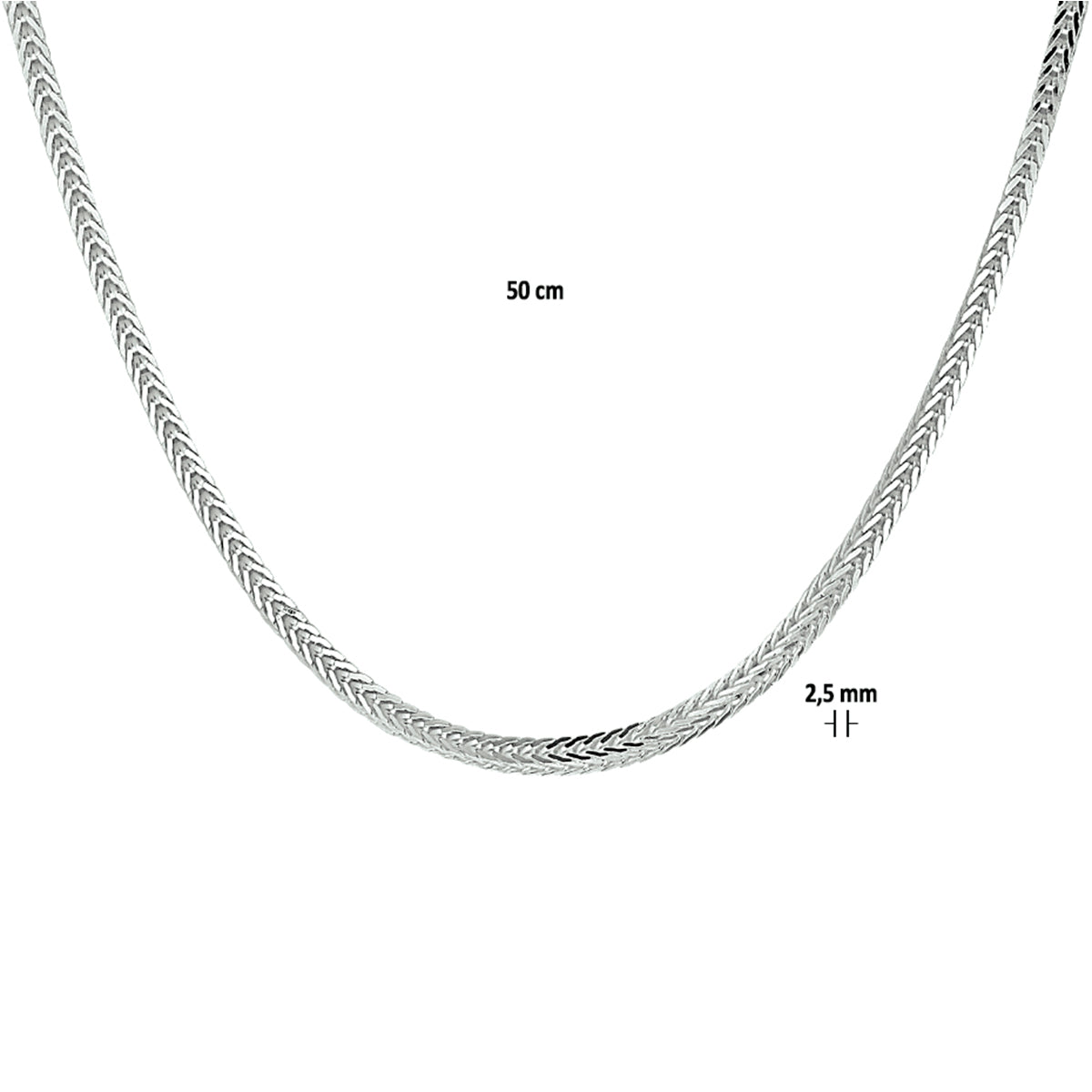 Vossestaart 2,5 mm zilver wit