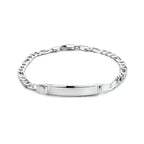 Graveerarmband figaro plaat 6,0 mm 19 cm zilver wit