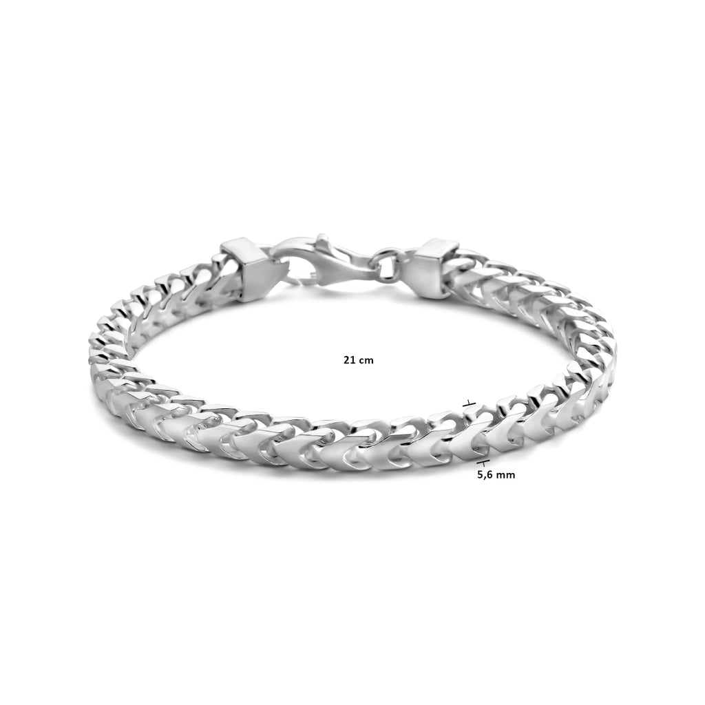 Armband geslepen gourmette 5,6 mm zilver wit