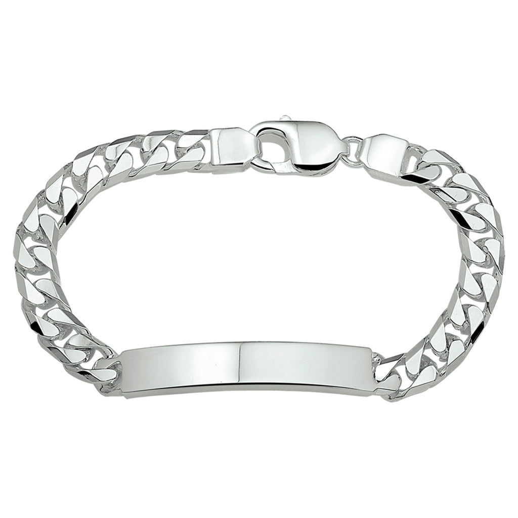 Graveerarmband gourmette 6-zijdes geslepen plaat 8 mm zilver wit