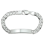 Graveerarmband gourmette 6-zijdes geslepen plaat 8 mm zilver wit