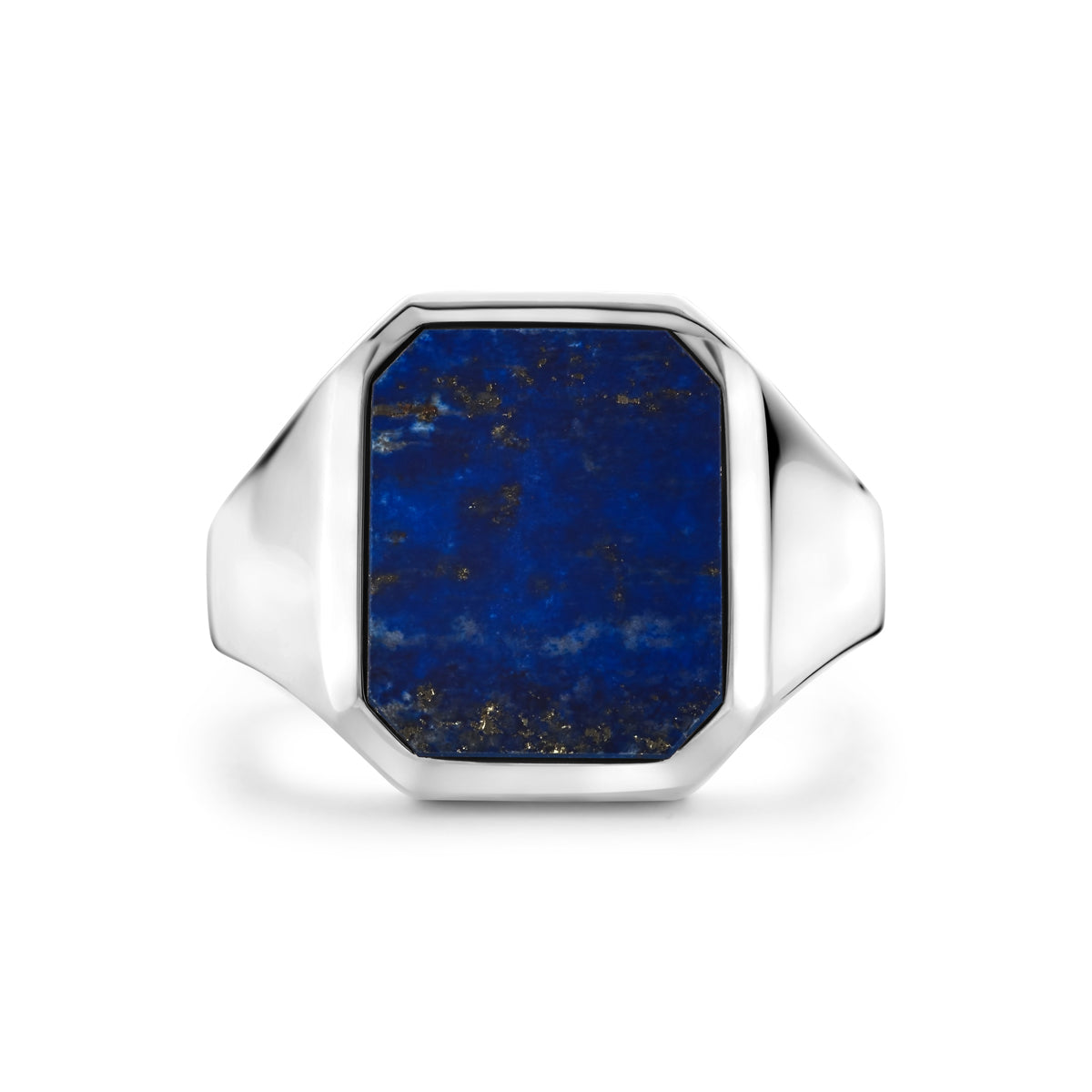 Zegelring massief lapis 13 x 11mm zilver wit