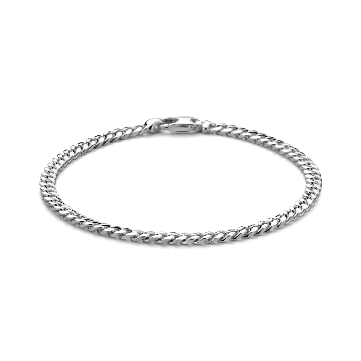Armband gourmette 4,0 mm 21 cm 4-zijdes geslepen zilver wit