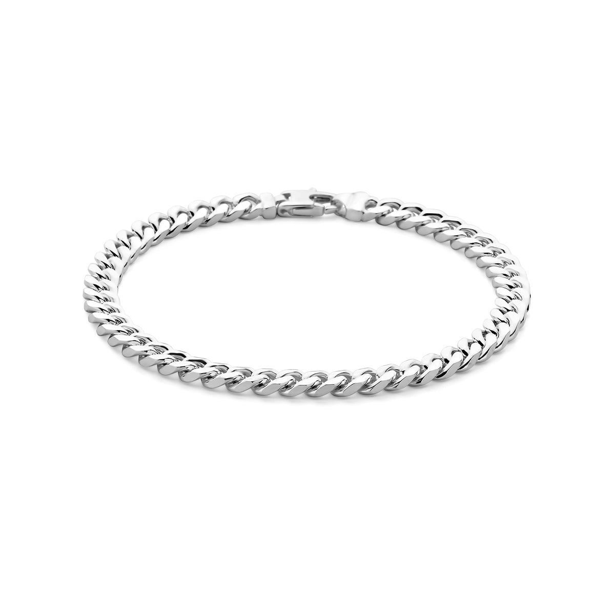 Armband gourmette 5,7 mm 21 cm 6-zijdes geslepen zilver wit