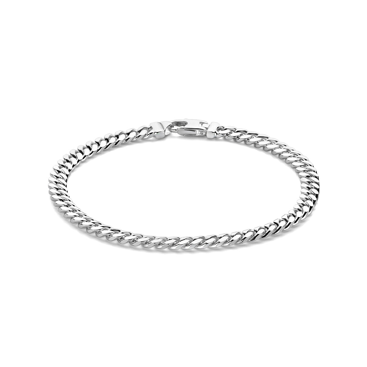 Armband gourmette 5,0 mm 21 cm 4-zijdes geslepen zilver wit