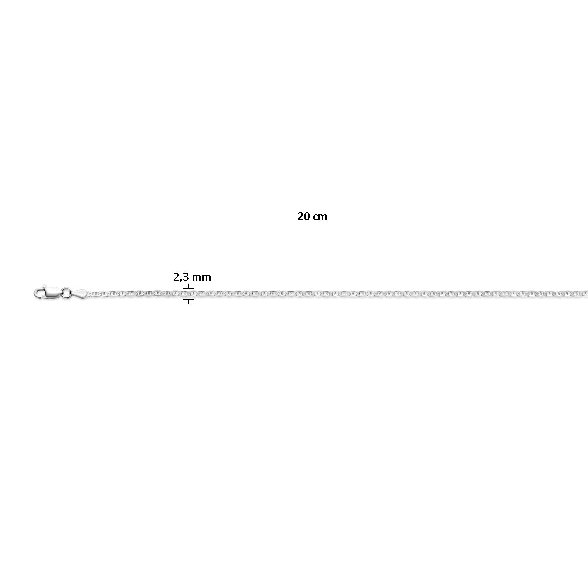 Anker 2,3 mm zilver wit