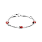 Armband lieveheersbeestje zilver wit