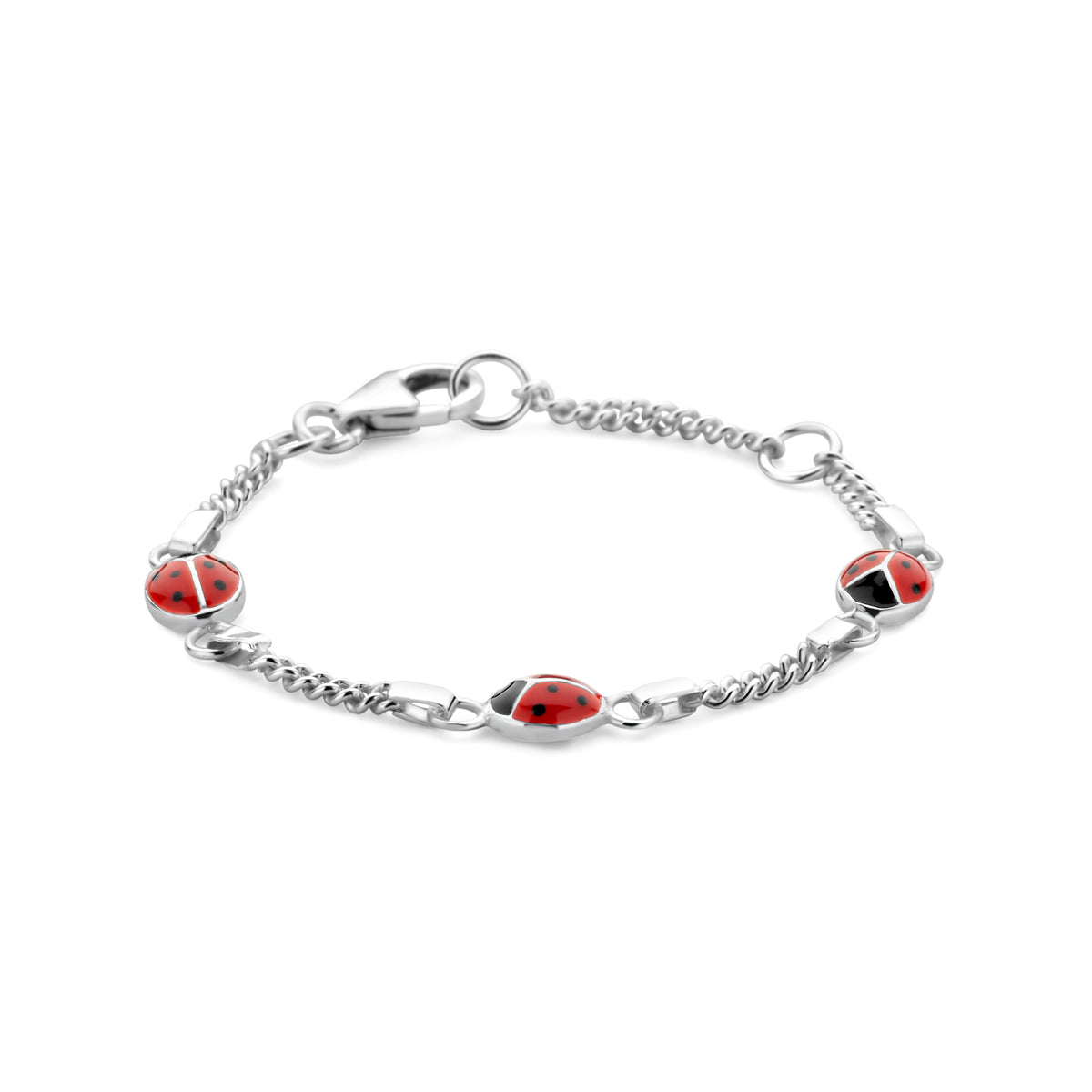 Armband lieveheersbeestje zilver wit