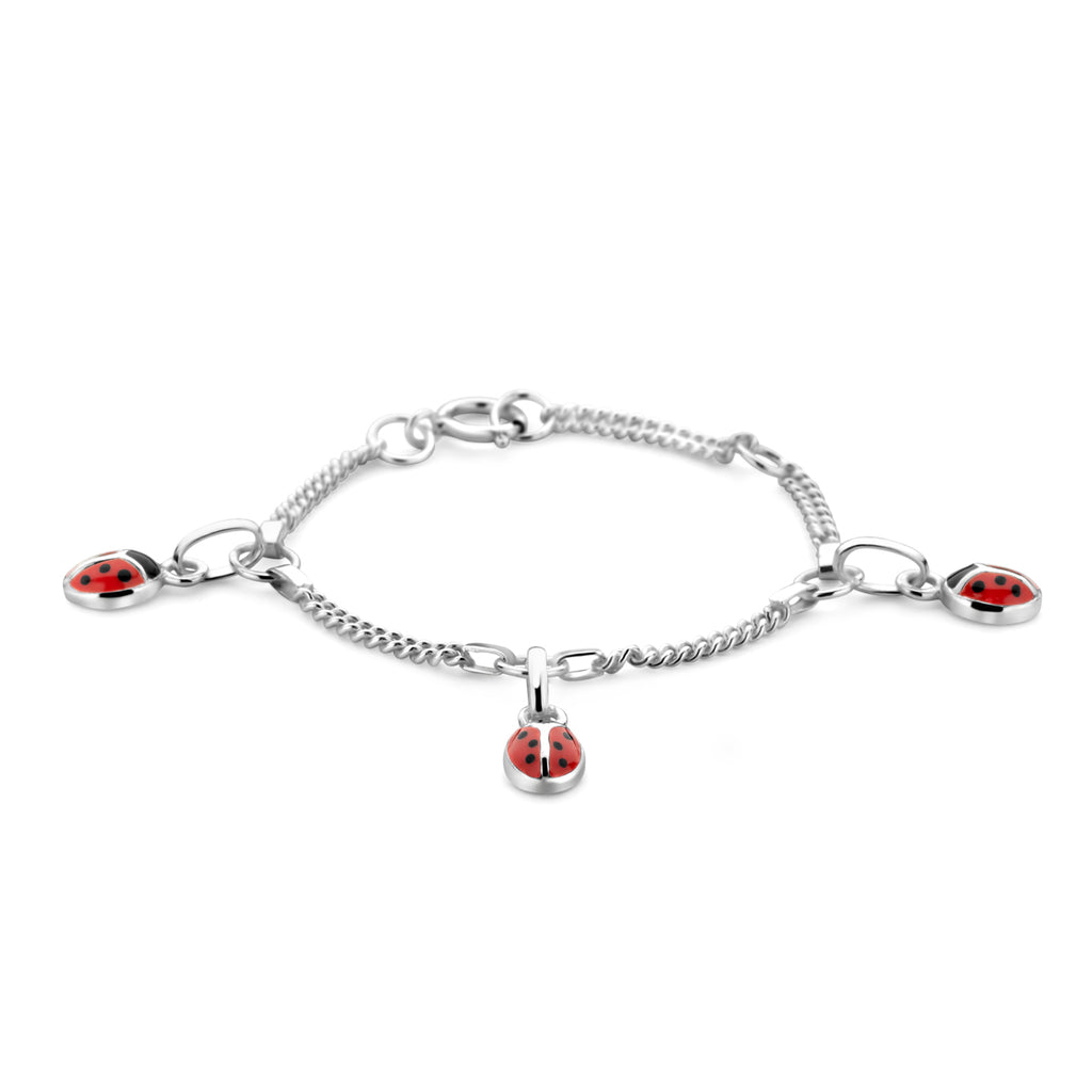 Armband lieveheersbeestje zilver wit