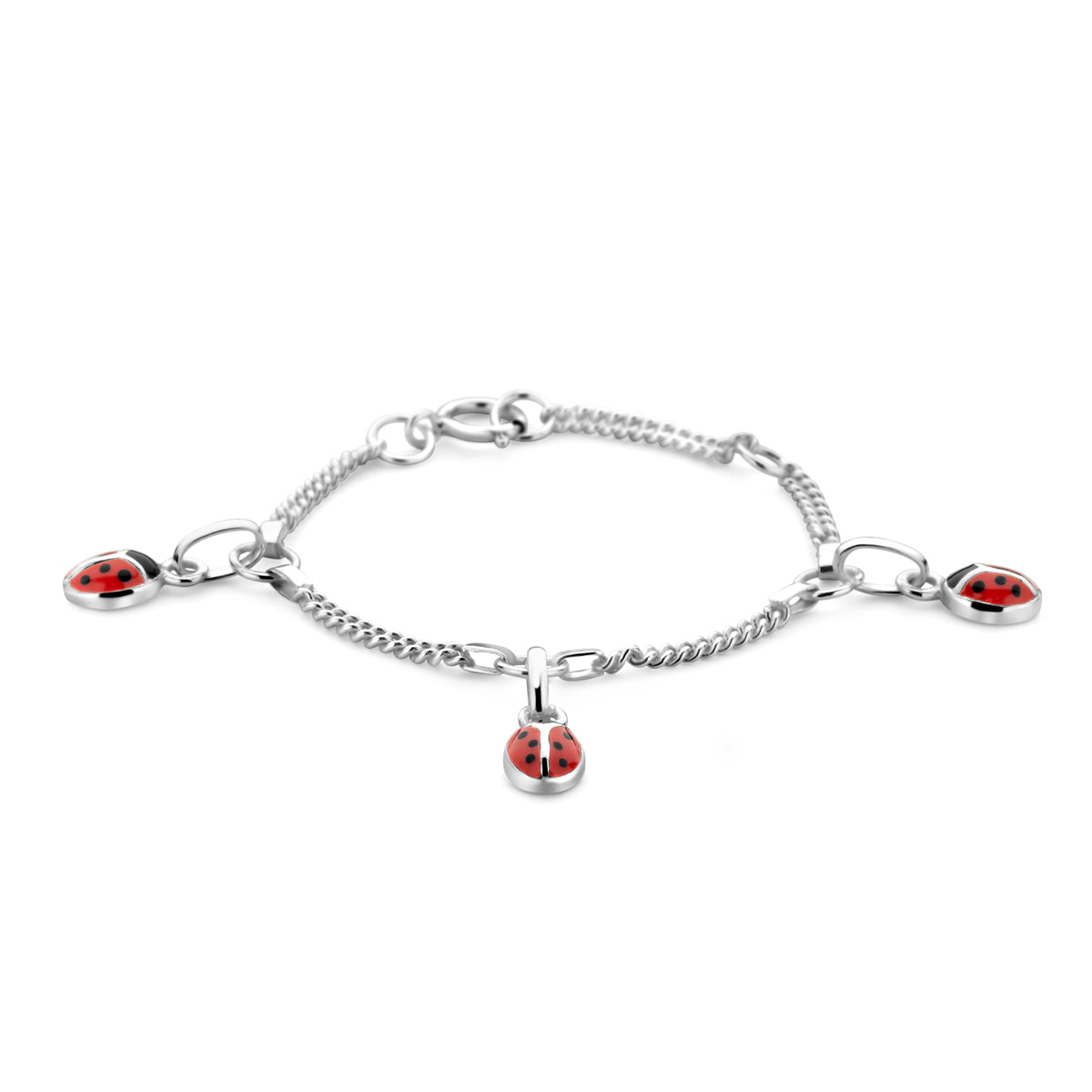 Armband lieveheersbeestje zilver wit