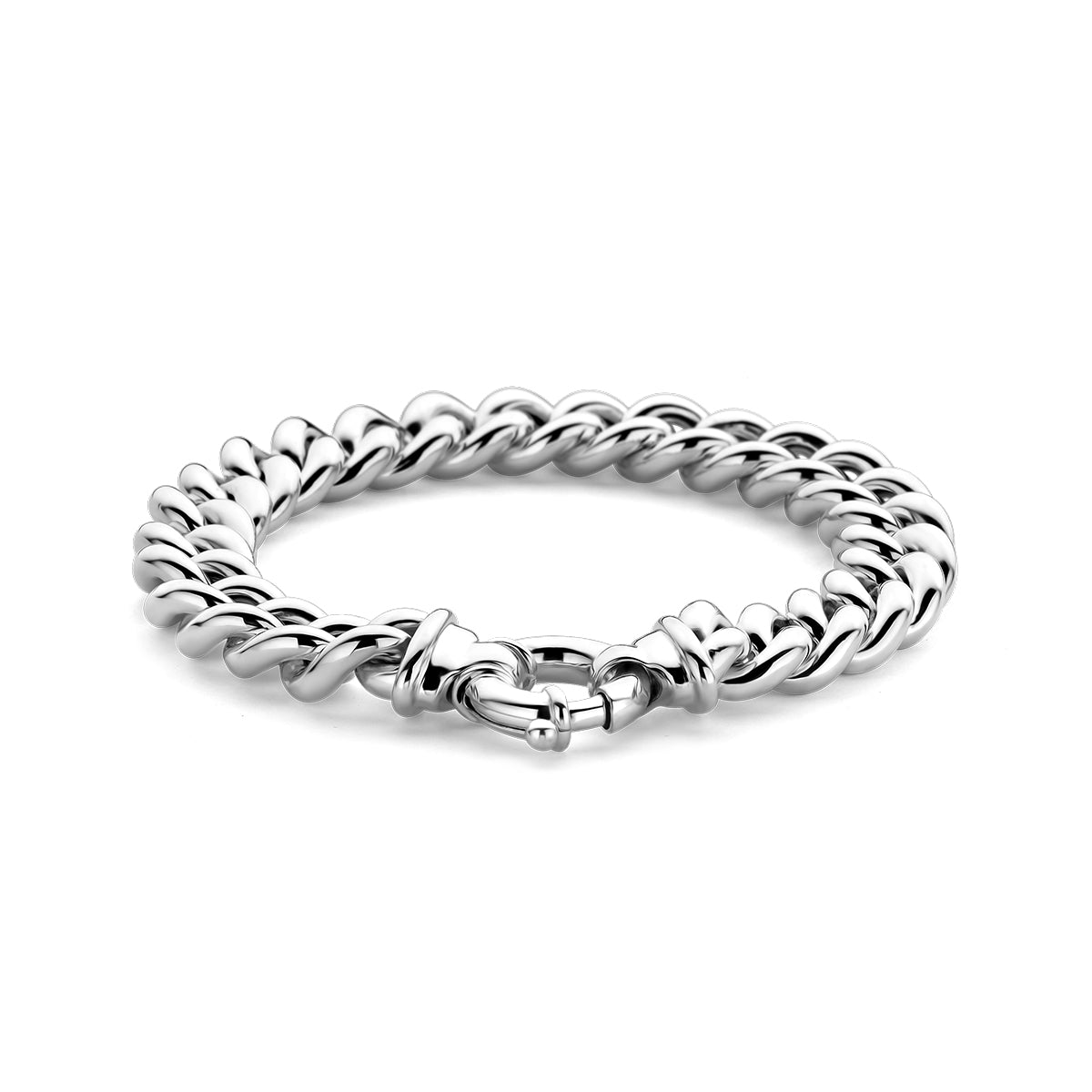 Armband gourmette 10,6 mm 19 cm met groot springslot zilver wit