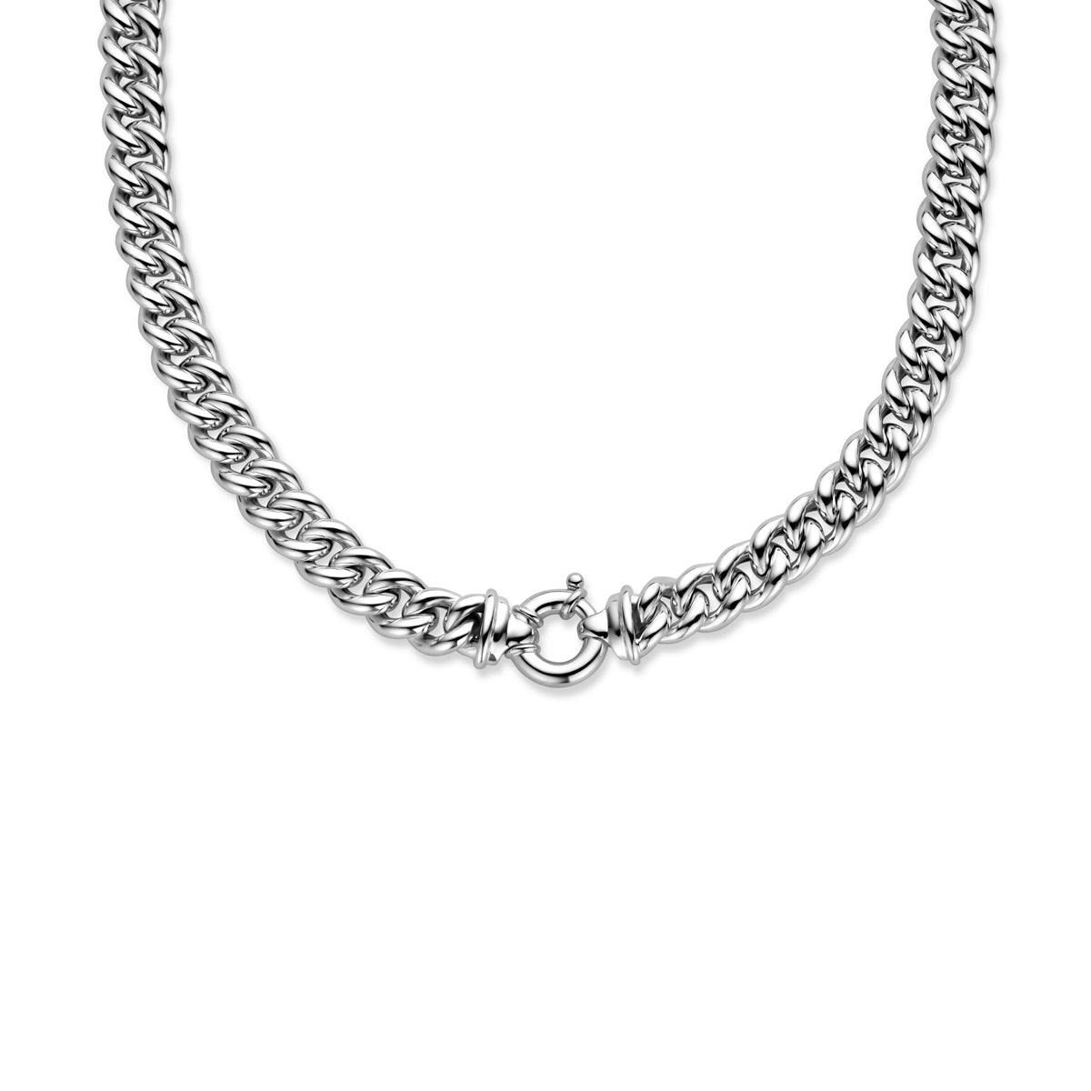 Collier gourmette 10,6 mm 44 cm met groot springslot zilver wit